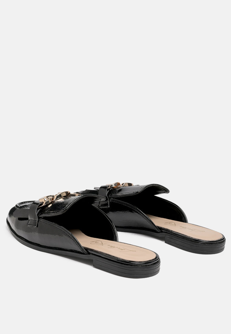 Gladioli Metal Buckled Fringe Detail Mules - Tigbul's Variety Fashion Shop