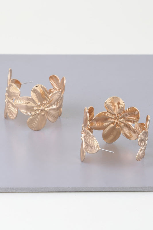 Gold Floral Hoop Earrings - Tigbul's Variety Fashion Shop