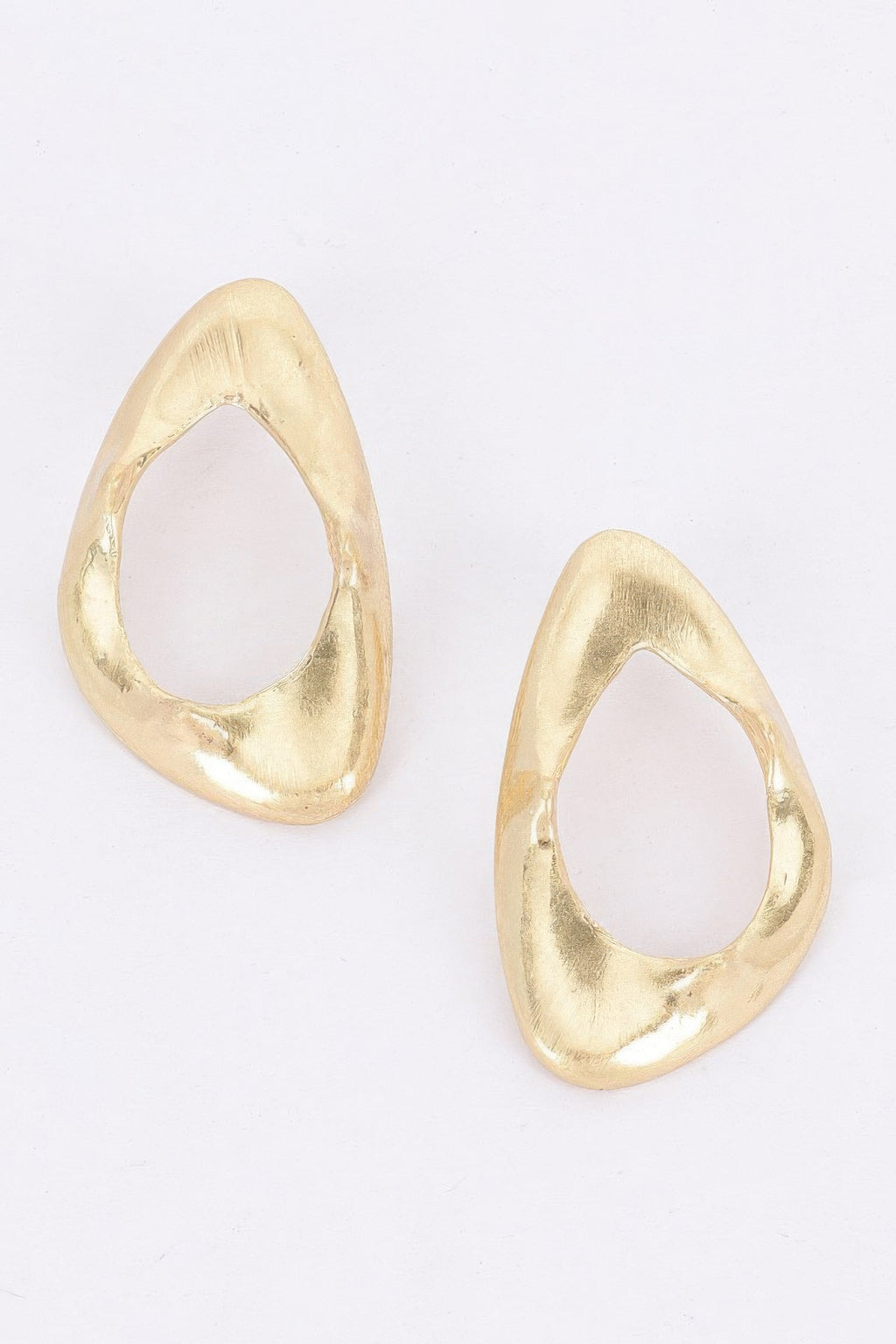Gold-plated metal teardrop hoop earrings, textured finish