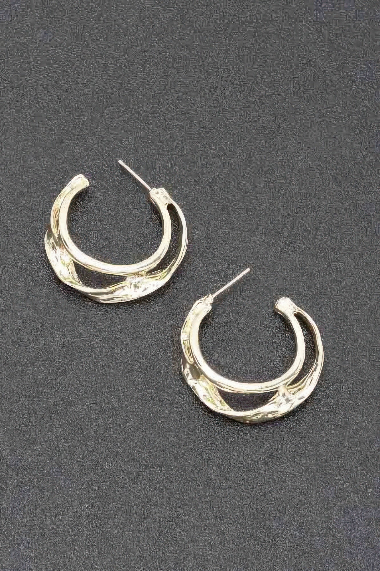 Gold Plated Metal Earring, gold-toned textured hoop earrings