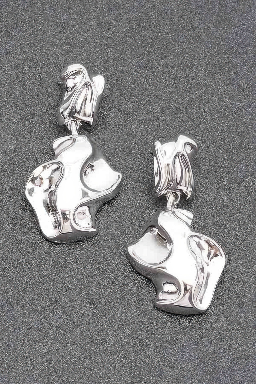 Silver-tone metal earrings, abstract scalloped drops with rounded details