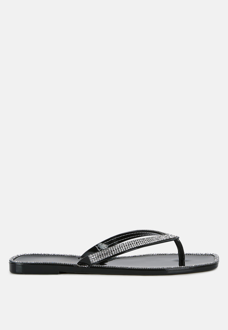 Golightly Diamante Stud Detail Thong Flats - Tigbul's Variety Fashion Shop