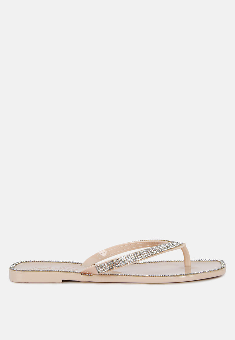Golightly Diamante Stud Detail Thong Flats - Tigbul's Variety Fashion Shop