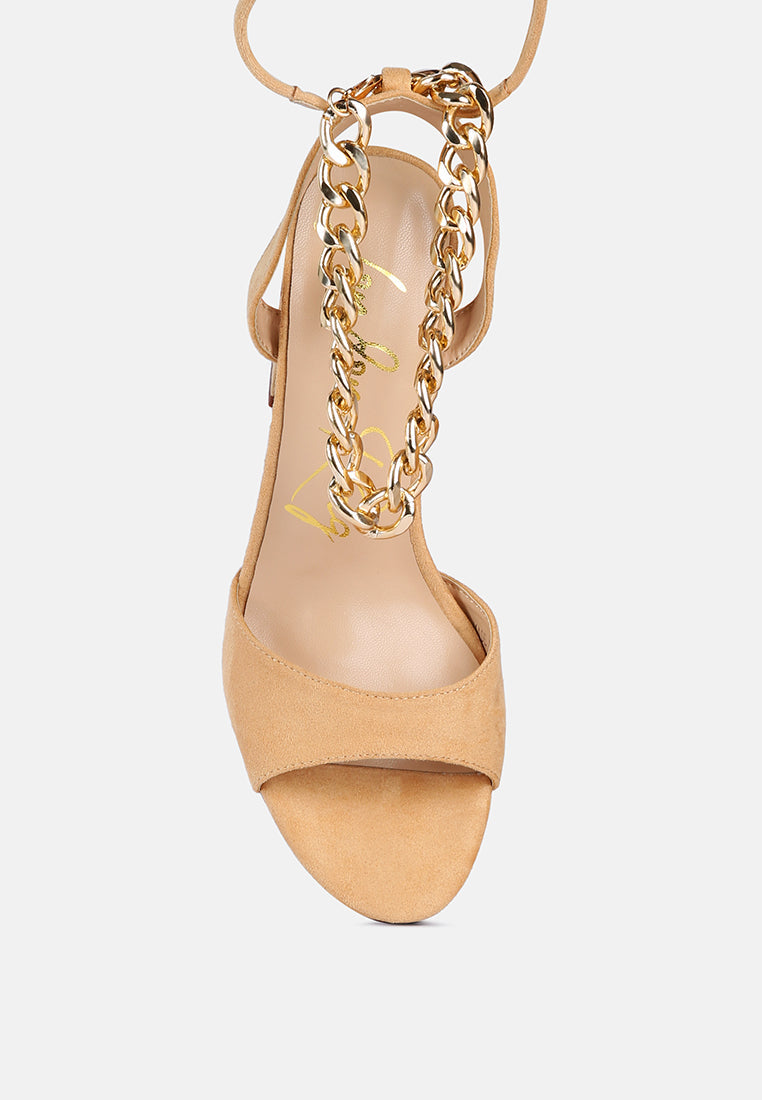Gone Gurl Metal Chain Lace Up Sandals - Tigbul's Variety Fashion Shop