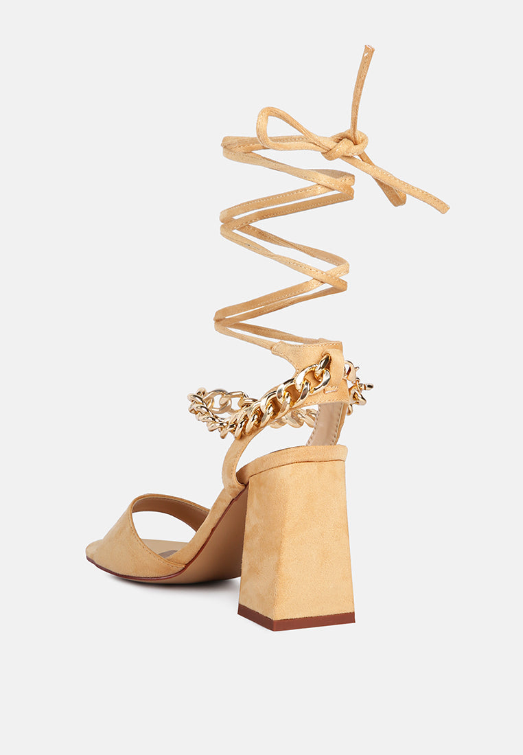 Gone Gurl Metal Chain Lace Up Sandals - Tigbul's Variety Fashion Shop