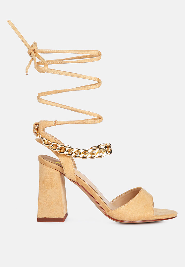 Gone Gurl Metal Chain Lace Up Sandals - Tigbul's Variety Fashion Shop