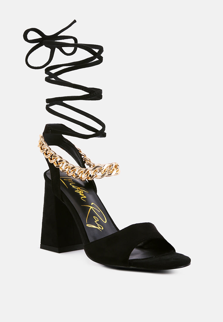 Gone Gurl Metal Chain Lace Up Sandals - Tigbul's Variety Fashion Shop