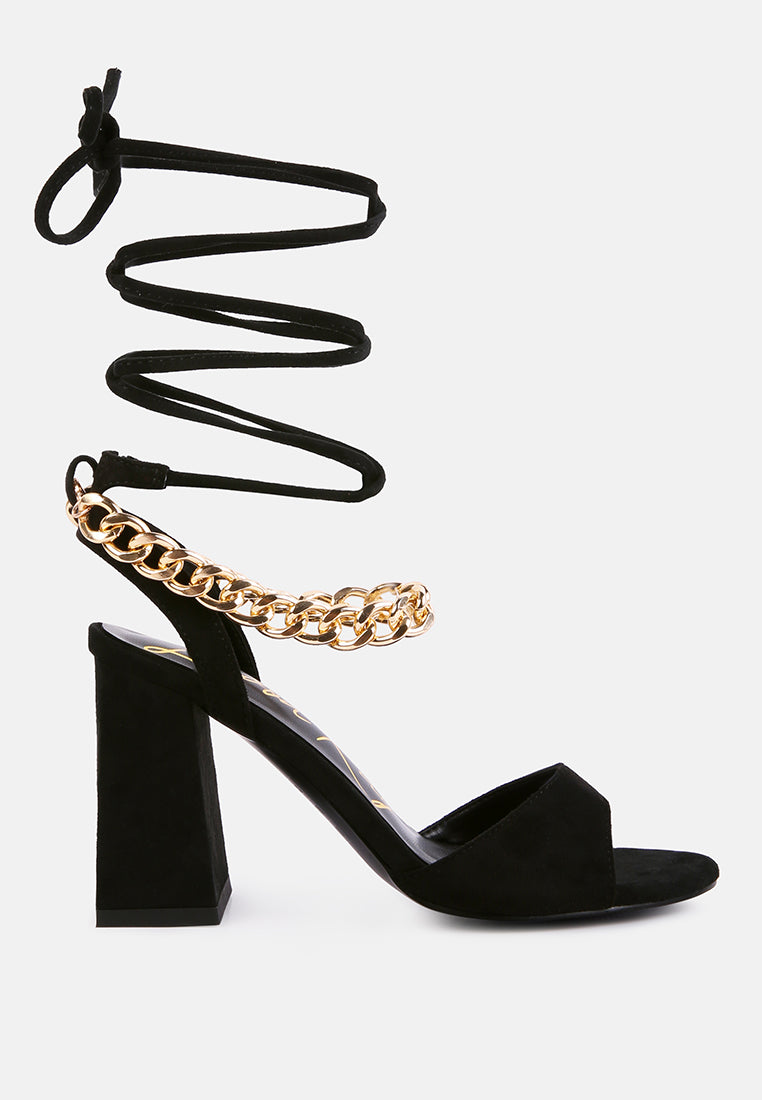 Gone Gurl Metal Chain Lace Up Sandals - Tigbul's Variety Fashion Shop