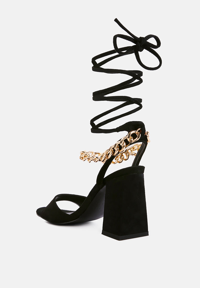 Gone Gurl Metal Chain Lace Up Sandals - Tigbul's Variety Fashion Shop