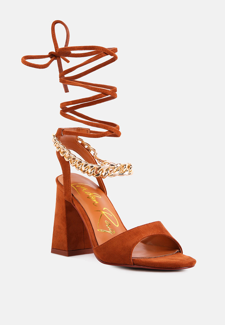 Gone Gurl Metal Chain Lace Up Sandals - Tigbul's Variety Fashion Shop