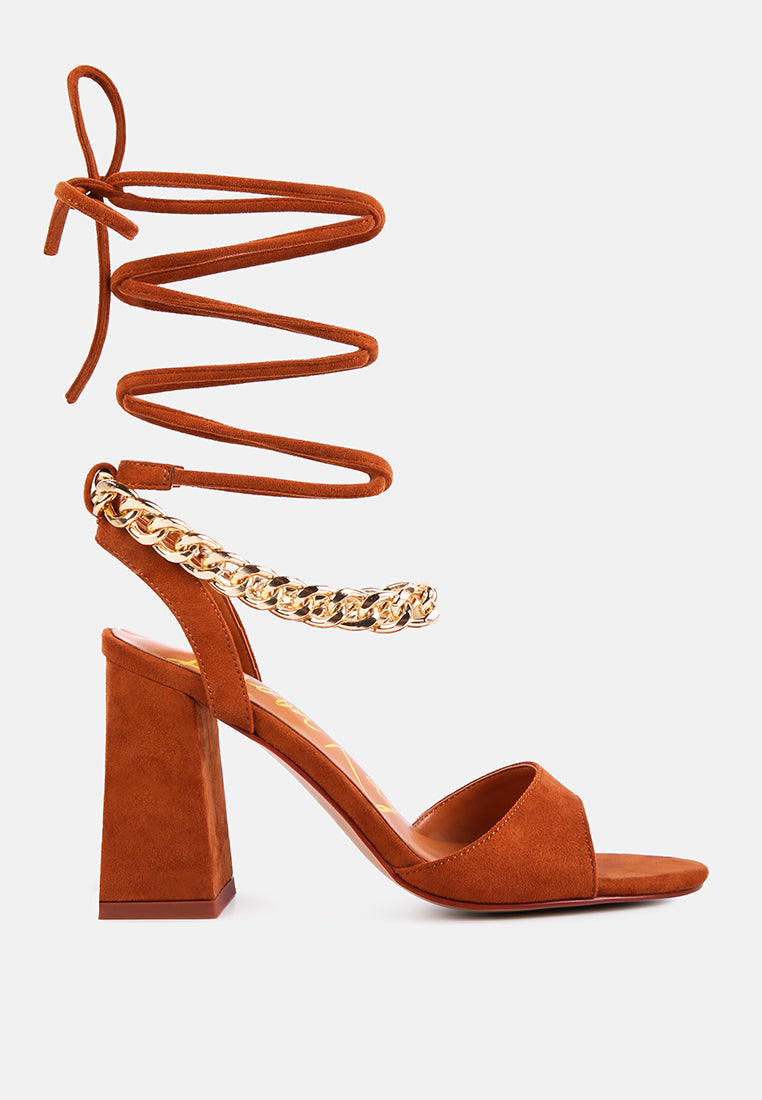Gone Gurl Metal Chain Lace Up Sandals - Tigbul's Variety Fashion Shop