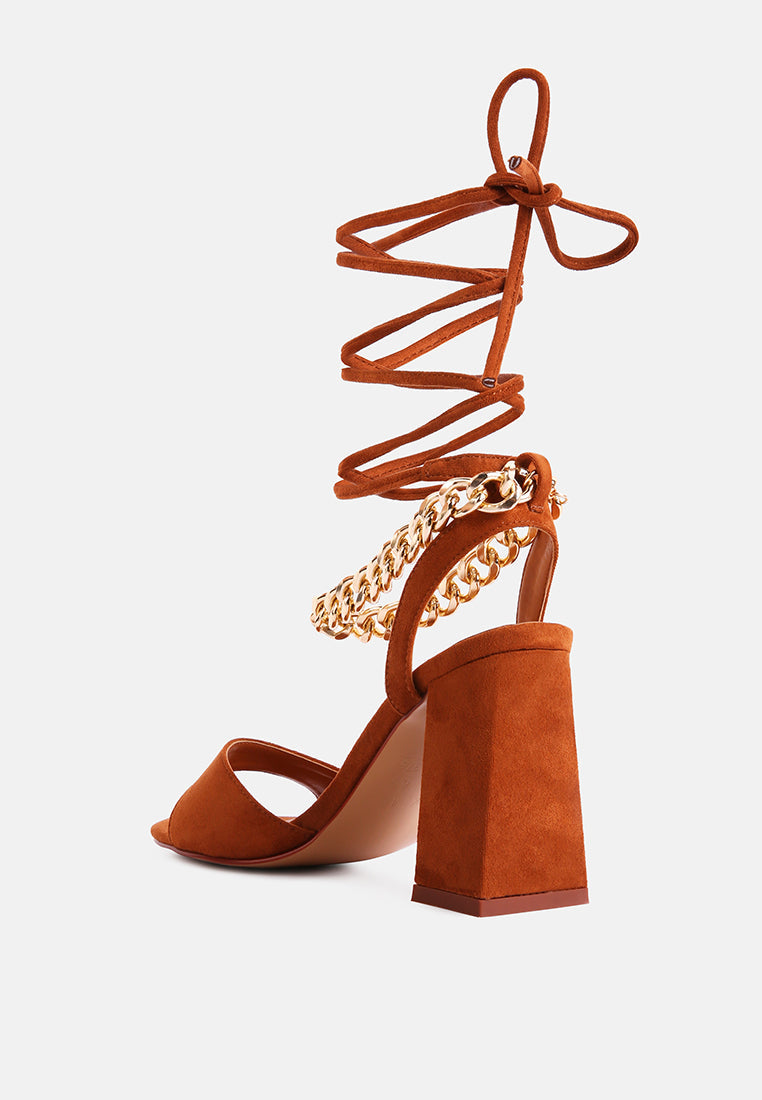 Gone Gurl Metal Chain Lace Up Sandals - Tigbul's Variety Fashion Shop
