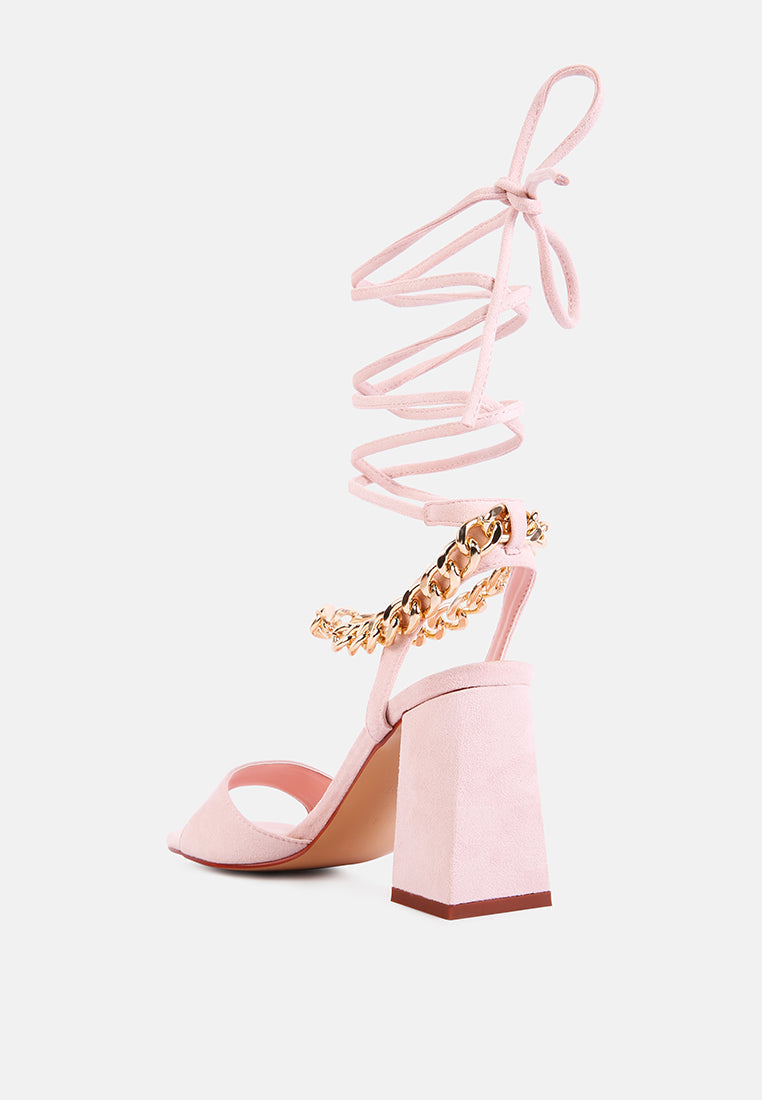 Gone Gurl Metal Chain Lace Up Sandals - Tigbul's Variety Fashion Shop