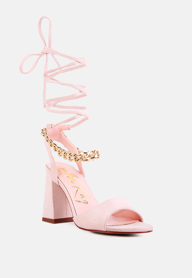 Gone Gurl Metal Chain Lace Up Sandals - Tigbul's Variety Fashion Shop