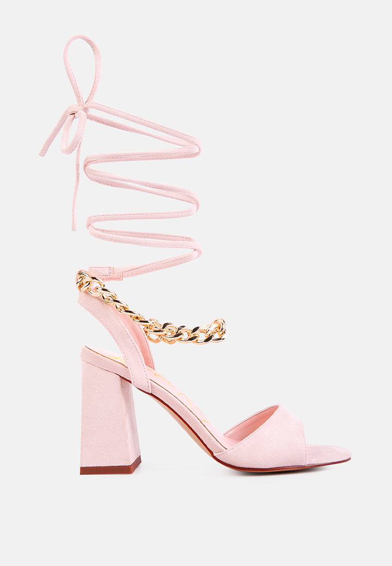 Gone Gurl Metal Chain Lace Up Sandals - Tigbul's Variety Fashion Shop