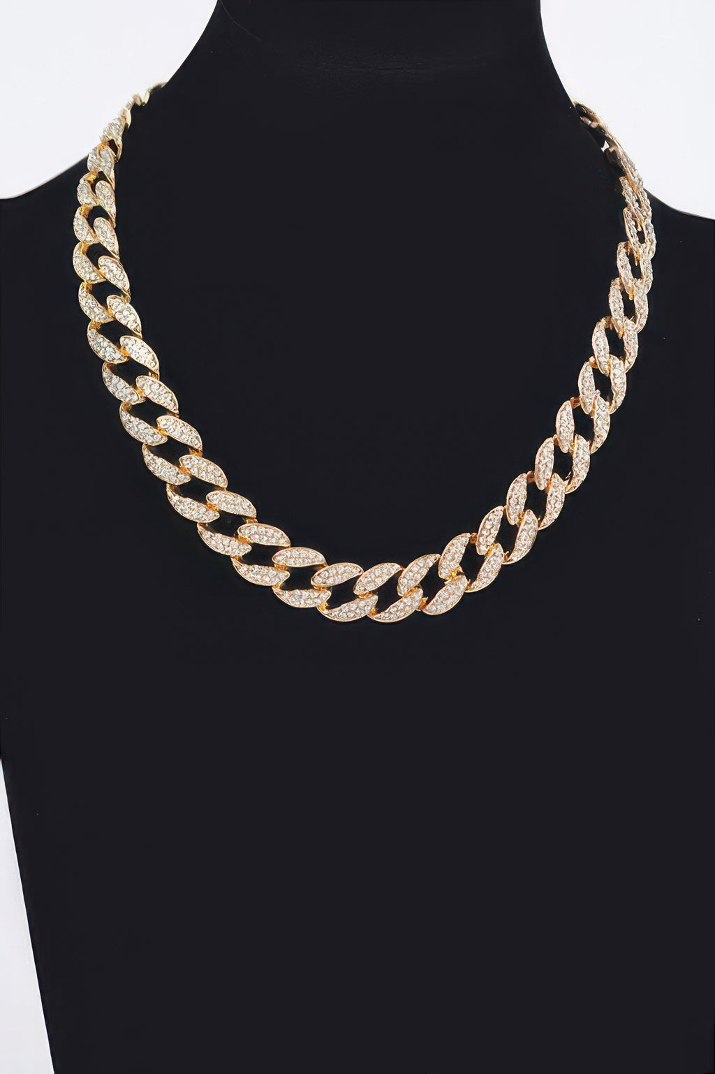 Hammered Bulk Chain Necklace in gold tone with hammered curb links