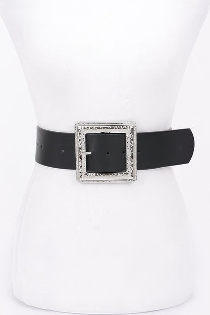 Hammered Metal Buckle Stretch Belt - Tigbul's Variety Fashion Shop