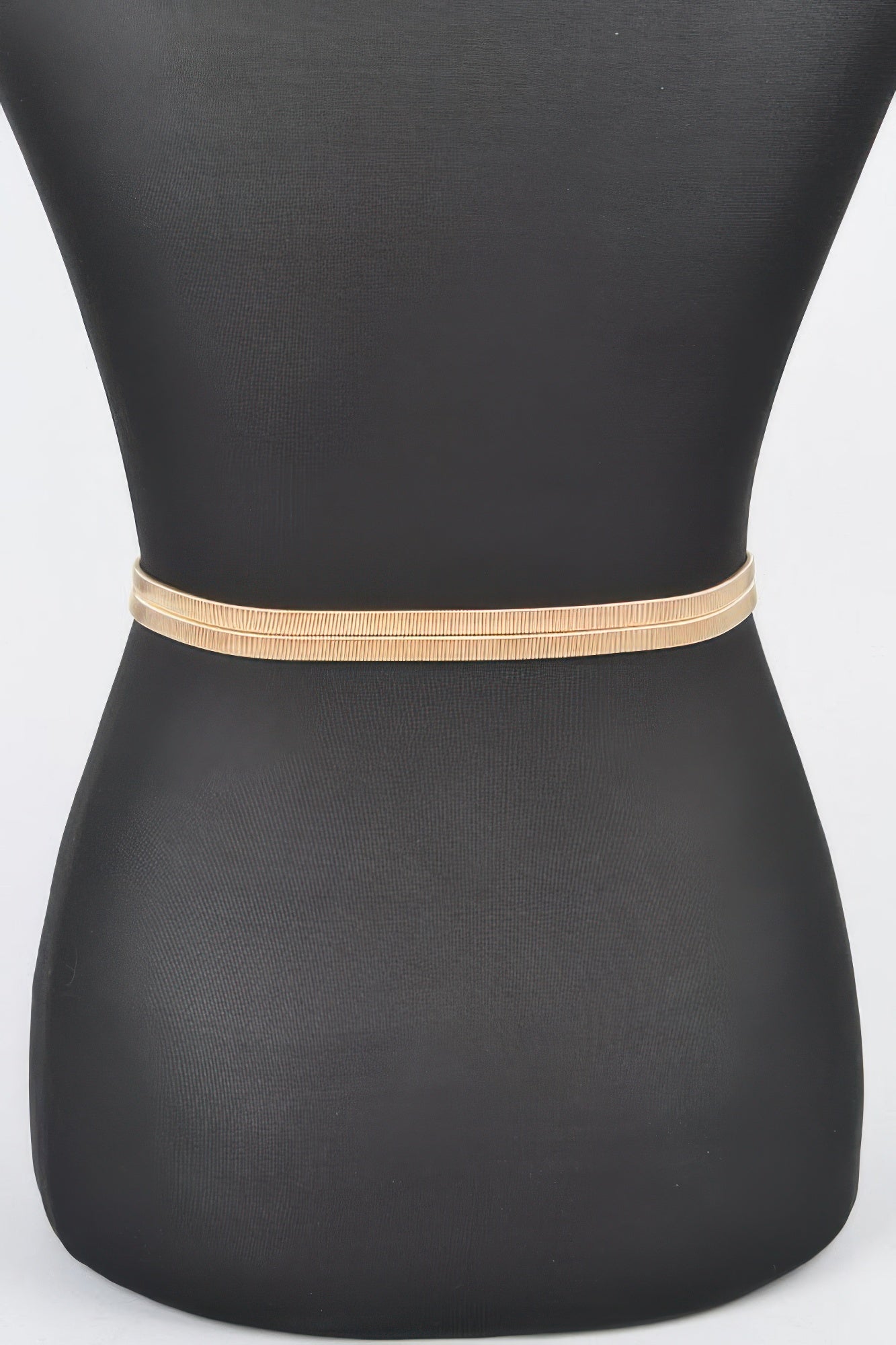 Hammered metal stretch belt with a wide gold band, no visible buckle