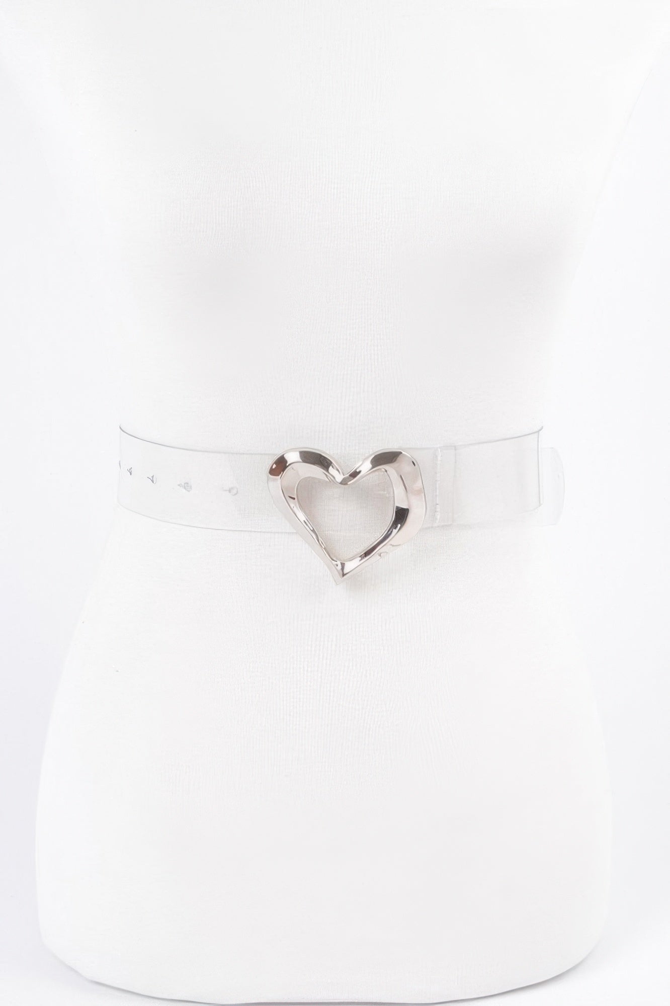Clear belt plus size with silver heart metal buckle