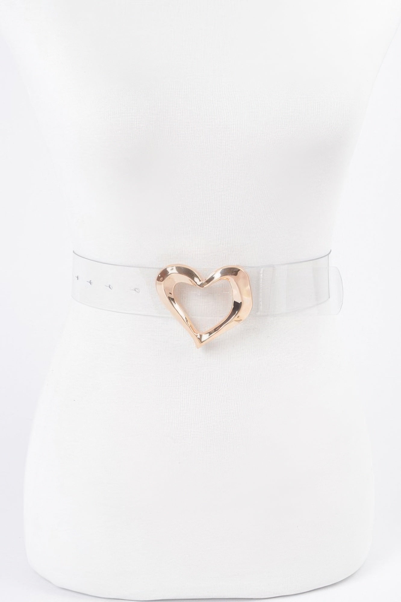 Clear belt plus size with rose gold heart metal buckle