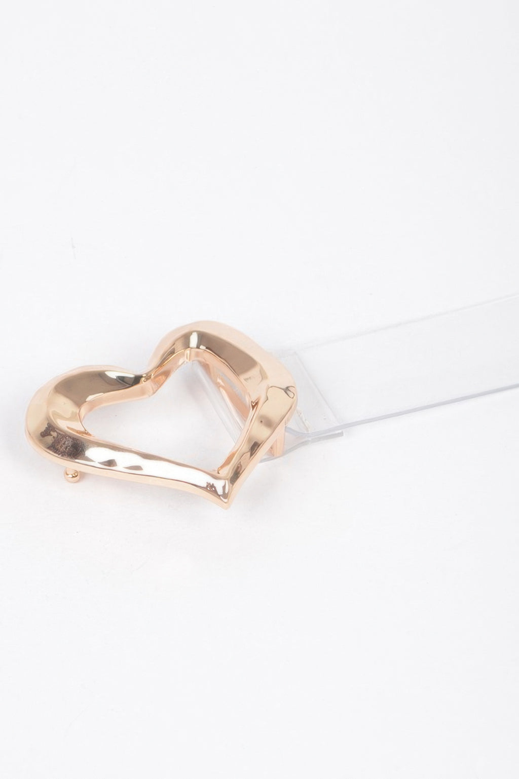 Rose gold heart metal buckle on clear belt strap