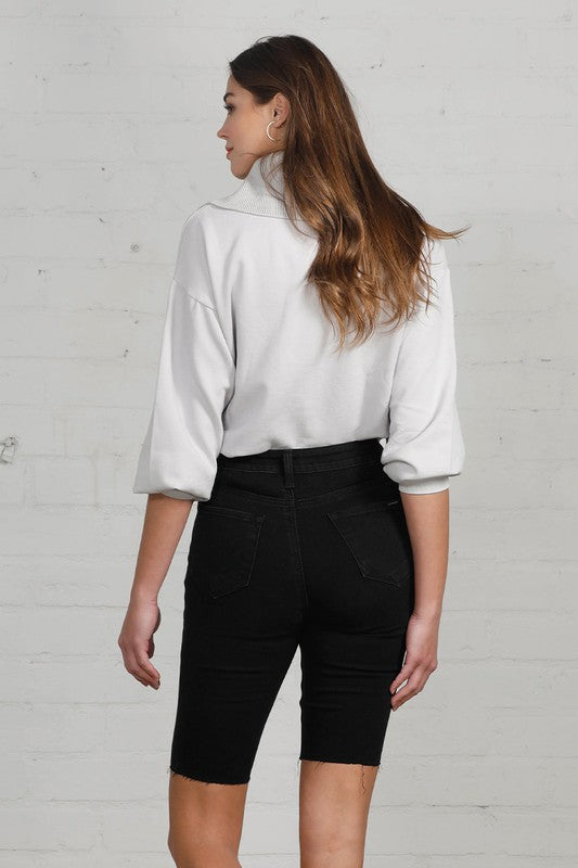 High Rise Denim Bike Shorts - Tigbul's Variety Fashion Shop