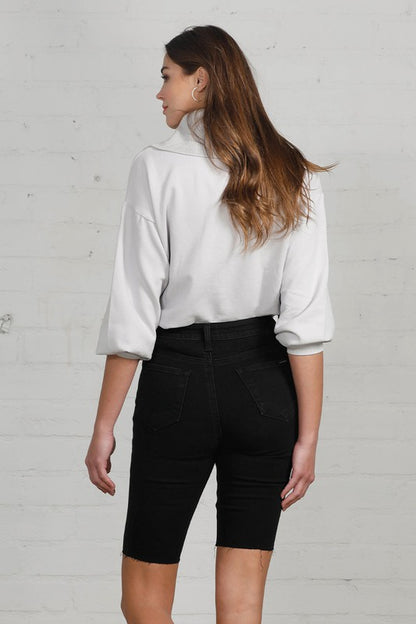 High Rise Denim Bike Shorts - Tigbul's Variety Fashion Shop