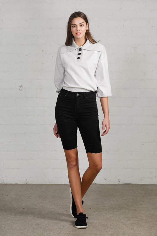 High Rise Denim Bike Shorts - Tigbul's Variety Fashion Shop