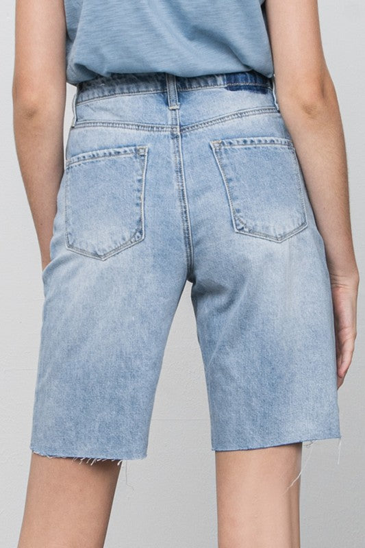 High Rise Distressed Denim Burmuda Jean Shorts - Tigbul's Variety Fashion Shop