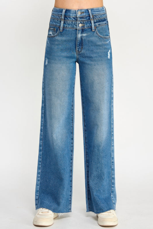 High Rise Double Waist Wide Leg - Tigbul's Variety Fashion Shop