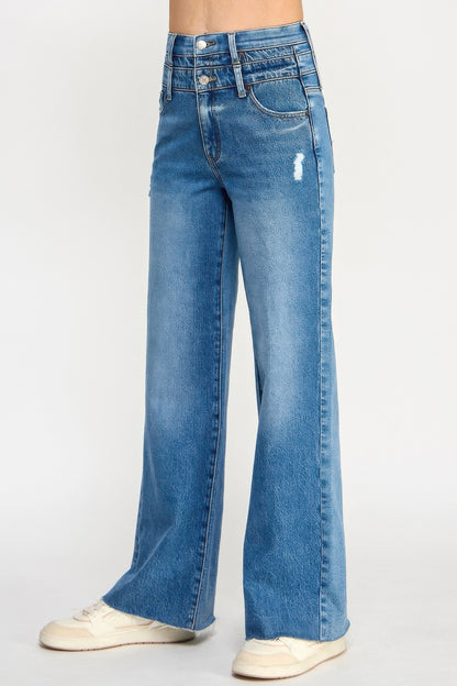 High Rise Double Waist Wide Leg - Tigbul's Variety Fashion Shop