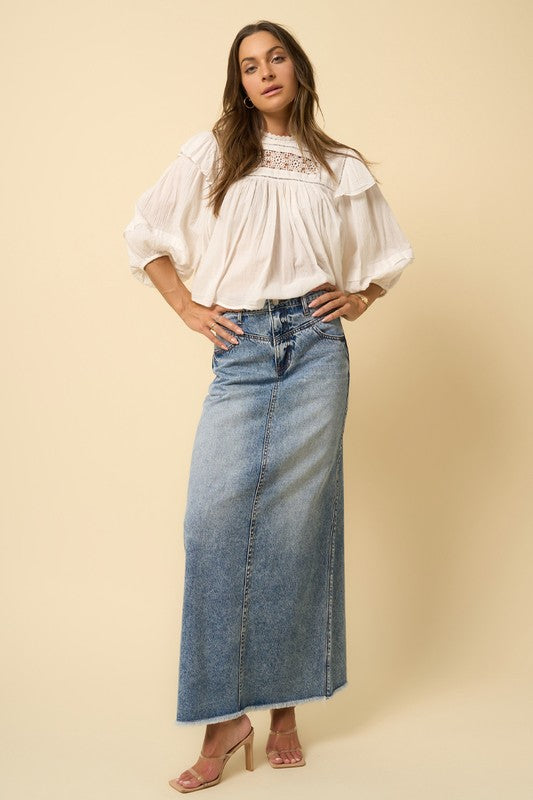 HIGH RISE FLARED MAXI SKIRT - Tigbul's Variety Fashion Shop