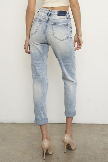High Rise Ripped Girlfriend Jeans - Tigbul's Variety Fashion Shop