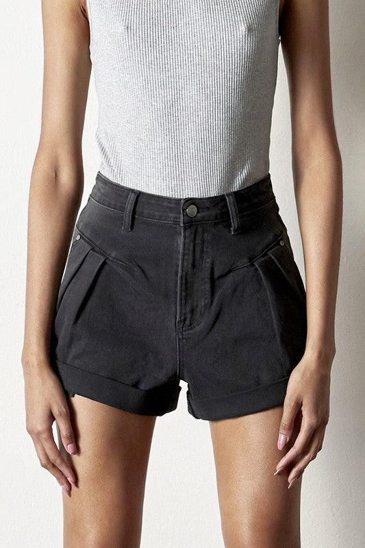 High Rise Roll Up Denim Shorts - Tigbul's Variety Fashion Shop