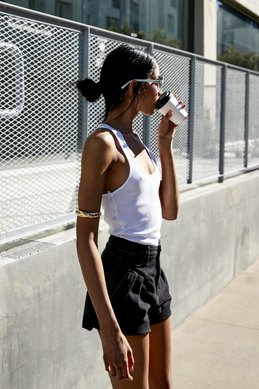 High Rise Roll Up Denim Shorts - Tigbul's Variety Fashion Shop