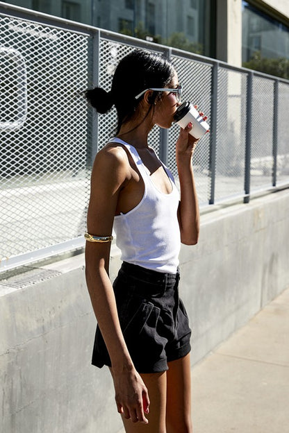 High Rise Roll Up Denim Shorts - Tigbul's Variety Fashion Shop