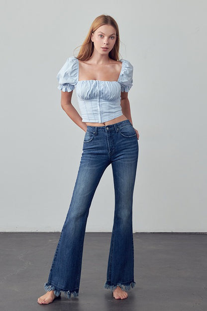 HIGH RISE SKINNY BOOT FLARE JEANS - Tigbul's Variety Fashion Shop