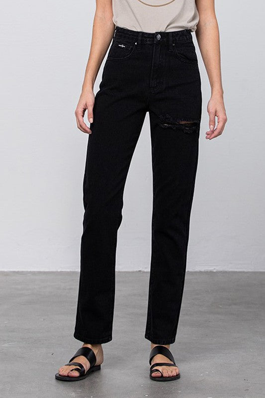 High Waist Destroyed Mom Jeans - Tigbul's Variety Fashion Shop