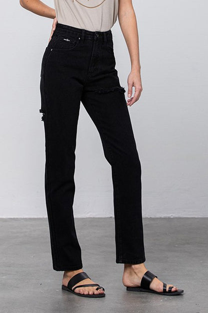 High Waist Destroyed Mom Jeans - Tigbul's Variety Fashion Shop
