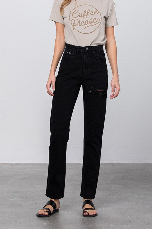 High Waist Destroyed Mom Jeans - Tigbul's Variety Fashion Shop