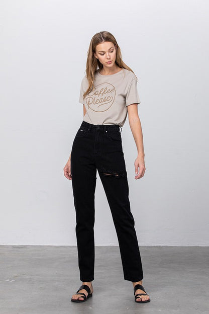 High Waist Destroyed Mom Jeans - Tigbul's Variety Fashion Shop