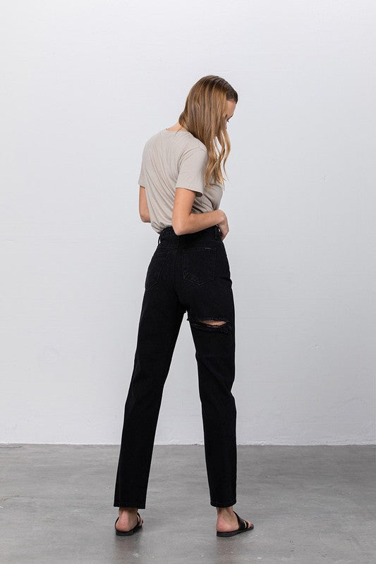 High Waist Destroyed Mom Jeans - Tigbul's Variety Fashion Shop