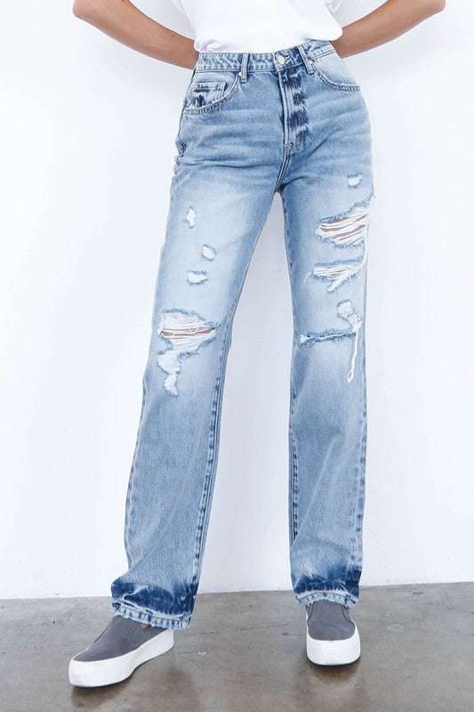 High Waist Loose Straight Jeans - Tigbul's Variety Fashion Shop