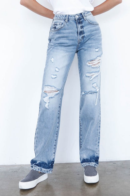 High Waist Loose Straight Jeans - Tigbul's Variety Fashion Shop