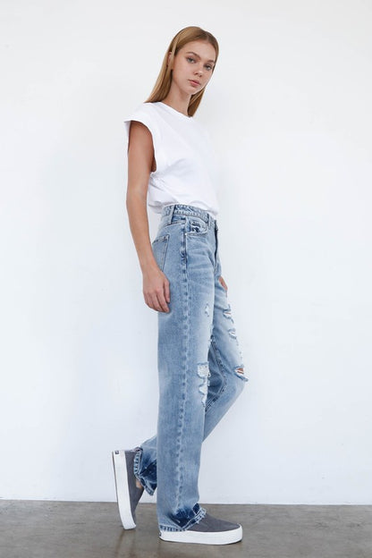 High Waist Loose Straight Jeans - Tigbul's Variety Fashion Shop