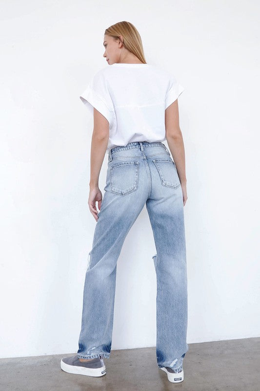 High Waist Loose Straight Jeans - Tigbul's Variety Fashion Shop