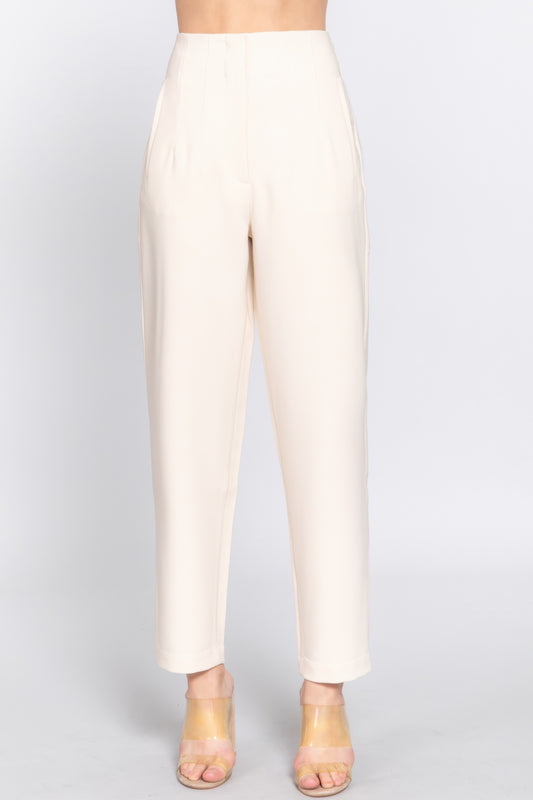 High Waist Pintuck Detail Long Pants - Tigbul's Variety Fashion Shop