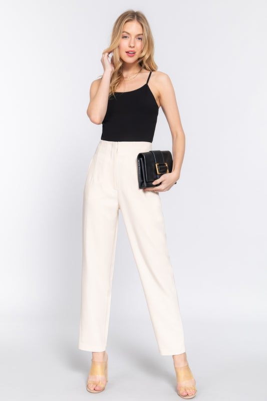 High Waist Pintuck Detail Long Pants - Tigbul's Variety Fashion Shop