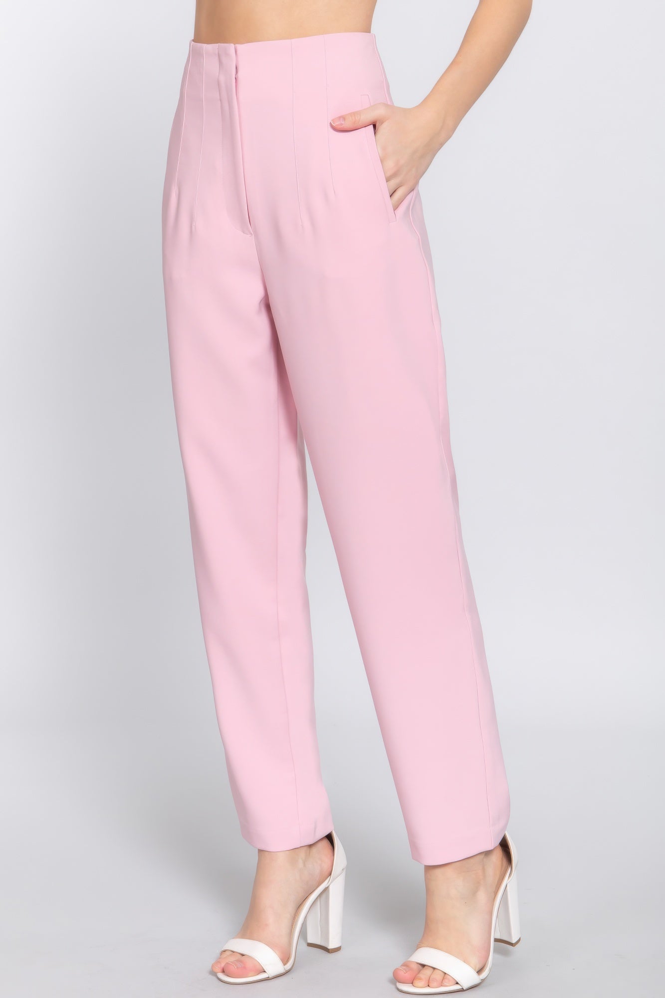 High Waist Pintuck Detail Long Pants - Tigbul's Variety Fashion Shop