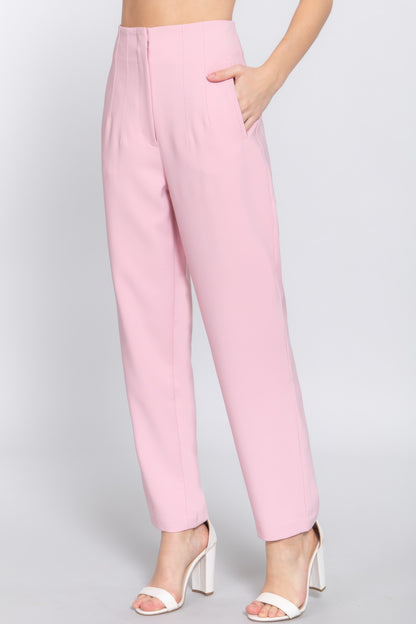 High Waist Pintuck Detail Long Pants - Tigbul's Variety Fashion Shop